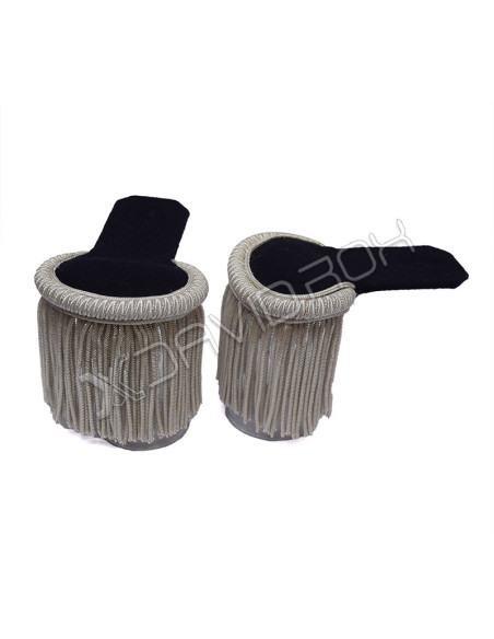 Wool Shoulder Epaulette Pair Silver Fringes