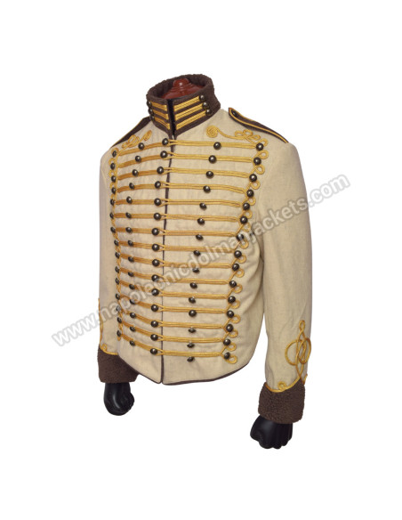 Gold Braiding Hussar Military Off White Jacket