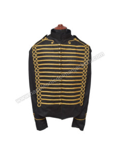 Gold Braid Black Hussar Military Jacket