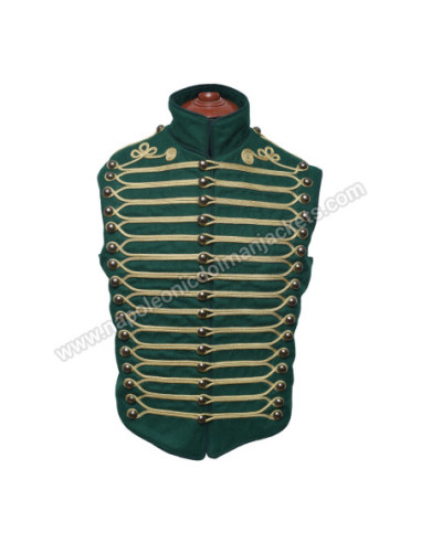 Dull Green Steampunk Hussar Military Waistcoat