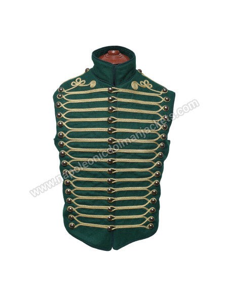 Dull Green Steampunk Hussar Military Waistcoat