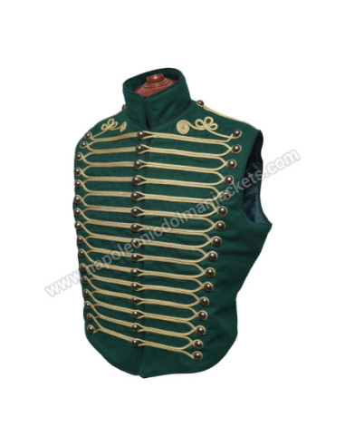 Dull Green Steampunk Hussar Military Waistcoat